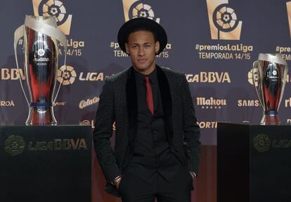 Neymar, en los premios de la Liga celebrados el lunes en Barcelona. 