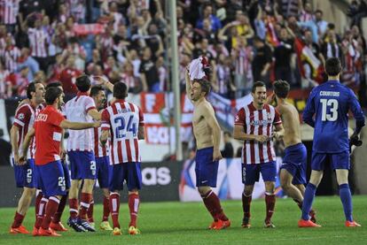 Los jugadores del Alético celebran su pase a semifinales