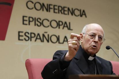 El cardenal Ricardo Blázquez en la sede de la Conferencia Episcopal en una foto de archivo.