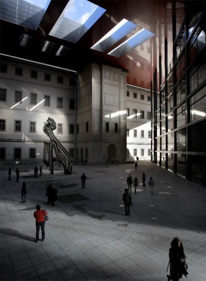 Vista del patio interior del Reina Sofía en la ampliación diseñada por Jean Nouvel.