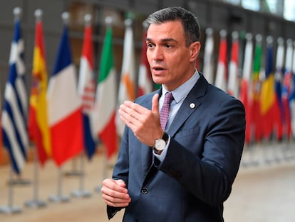 El presidente del Gobierno, Pedro Sánchez, en Bruselas este jueves.