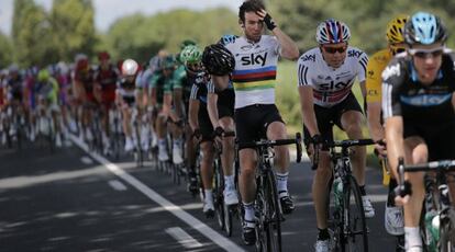 Mark Cavendish durante la etapa de ayer del Tour