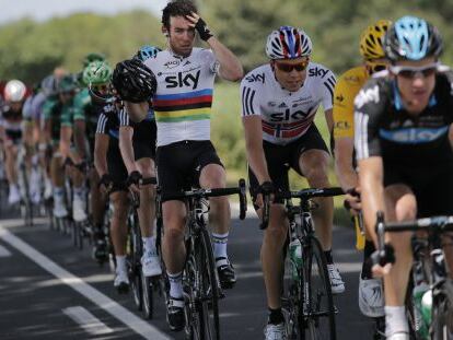 Mark Cavendish durante la etapa de ayer del Tour