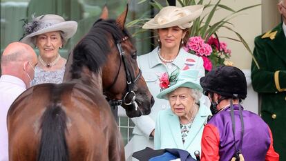 Queen Elizabeth II at Ascot Racecourse on June 19, 2021 in Ascot, England.