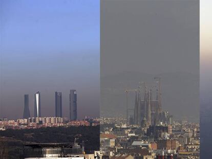 La contaminació sobre Madrid, Barcelona i París.