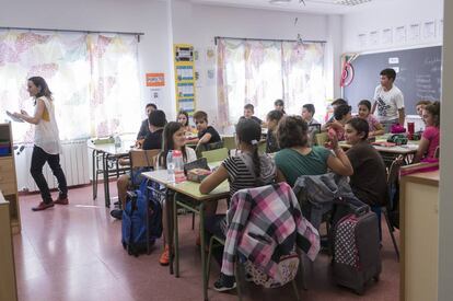 Inauguración del curso escolar en un colegio madrileño. 