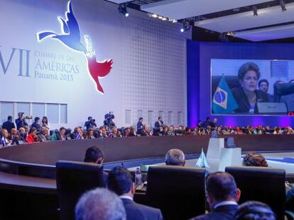 Dilma discursa na C&uacute;pula das Am&eacute;ricas, organizada pela OEA.