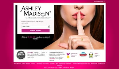 Web de Ashley Madison, que busca citas extramatrimoniales a sus usuarios.