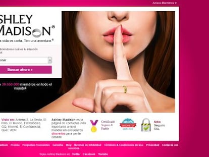 Web de Ashley Madison, que busca citas extramatrimoniales a sus usuarios.