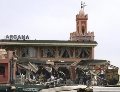 Fachada de la cafetería Argana, lugar donde se ha registrado la explosión que ha acabado con la vida de al menos 14 personas, según el primer balance oficial. (foto cedida por @OutcastDigital)