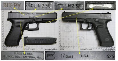 Documentos de la Policía Federal de Brasil, obtenidos por Forbidden Stories, revelan una pistola Glock 9 mm, fabricada en Estados Unidos, que fue importada a Paraguay por SIT Paraguay (bajo el código de importador SIT-PY) y a la que posteriormente se le borró el número de serie, antes de ser incautada en Brasil.