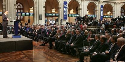 Zapatero, enun acto con empresarios en Madrid, en 2007.