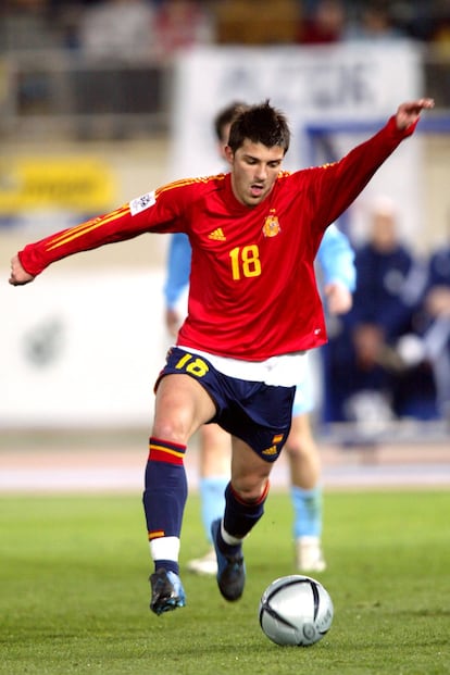 David Villa debutó con España el 9 de febrero de 2005, en un partido frente a San Marino.