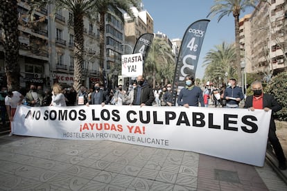 Protesta del sector de la hostelería en Alicante