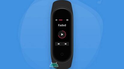 Imagen filtrada por Gizchina de la pantalla a color y con control musical de la nueva pulsera de Xiaomi.