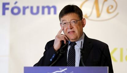 El presidente de la Generalitat, Ximo Puig, durante su intervención este lunes en el Forum Europa.