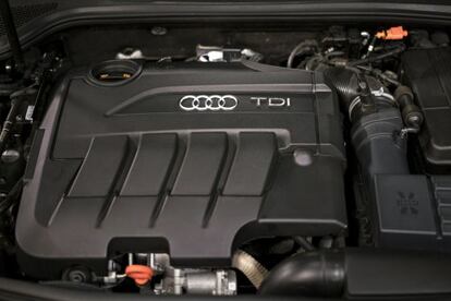 Motor d'un A3 TDI del 2010, un dels models afectats per l'escàndol.