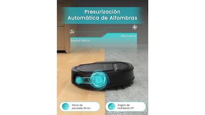 El robot aspirador limpia de forma inteligente las alfombras de la casa.