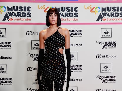 Aitana posa antes de la cena de nominados de LOS40 Music Awards Santander 2023, este martes en Madrid.