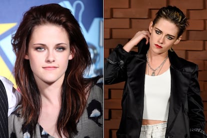 Kristen Stewart en 2008 y una de sus últimas apariciones públicas, el último desfile de Chanel.