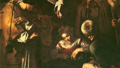 Imagen del cuadro 'Natividad con san Francisco y san Lorenzo' (1609), de Caravaggio, que fue robado en 1969.