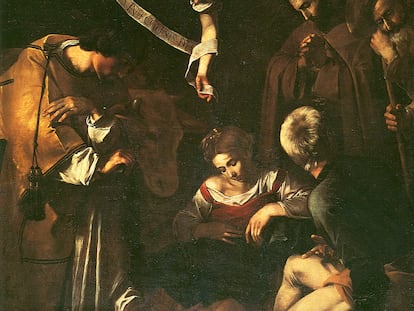 Imagen del cuadro 'Natividad con san Francisco y san Lorenzo' (1609), de Caravaggio, que fue robado en 1969.