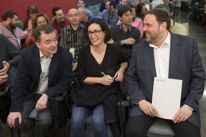 Bosch, con Marta Rovira y Oriol Junqueras, hace una semana