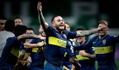 Los jugadores de Boca celebran el pase a la final.