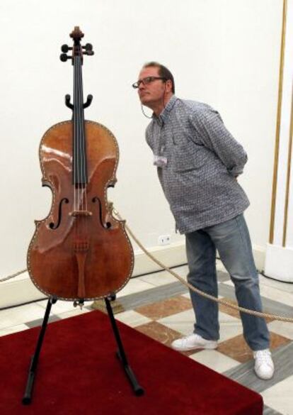 The restored Stradivarius on display in Madrid this week.