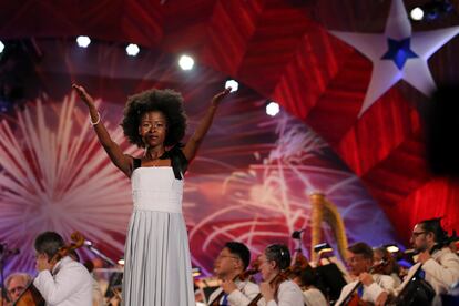 Amanda Gorman, en Boston, tras ser premiada con el galardón a poeta joven
en 2017.