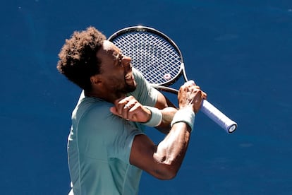 Monfils celebra su triunfo contra Fritz en Melbourne.