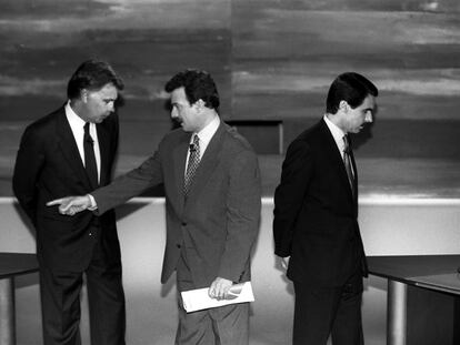 Debate entre Felipe González y José María Aznar en Antena 3, el 24 de mayo de 1993.