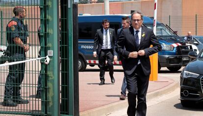 Quim Torra, a la sortida de la presó de Lledoners, el 13 de juliol.