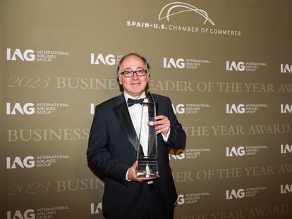 Luis Gallego, este lunes en Nueva York tras recibir el premio de la Cámara de Comercio España-EE UU.