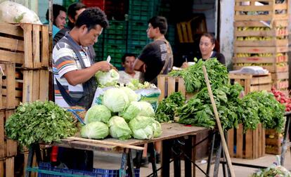 Vendedores de alimentos en Chiapas, México.