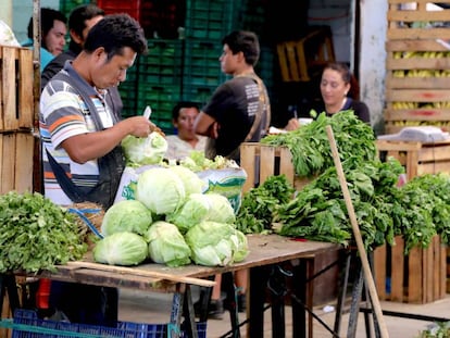 Vendedores de alimentos en Chiapas, México.