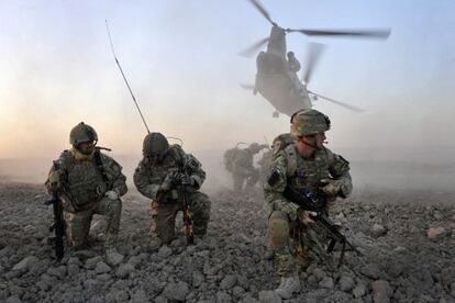Soldados británicos desplegados cerca de Lashkar Gah (Afganistán)