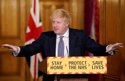 Boris Johnson, este viernes, en rueda de prensa en Downing Street