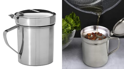 aceitera para guardar el aceite usado construida en acero inoxidable de alta calidad.