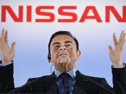 El presidente de Nissan cesado este jueves, Carlos Ghosn, en mayo de 2012 en una rueda de prensa en Tokio.