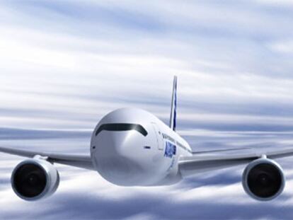 Maqueta del A-350 de Airbus.