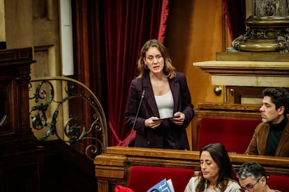 La líder parlamentaria de los comunes, Jéssica Albiach, este miércoles en el Parlament.