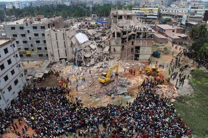 Derrumbe del Rana Plaza el pasado abril. 