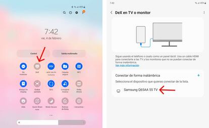 Cómo iniciar Samsung DeX en una televisión.