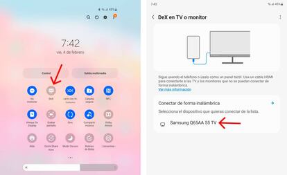 Cómo iniciar Samsung DeX en una televisión.