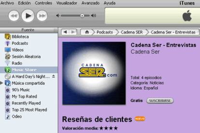 Una vez abierto iTunes, sólo tendremos que ir a la "Music store" y buscar los Podcasts a los que queremos suscribirnos.