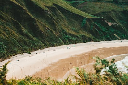 Enmarcada en los tonos verdes de los prados asturianos que cubren sus acantilados y subrayada por los azules turquesas de sus aguas, Torimbia es una de las playas más bonitas de toda la costa cantábrica, una especie de concha de arenas blancas que dibuja una imagen espectacular. Tranquila y aislada –a unos 15 kilómetros de Llanes–, de aguas prístinas, resguardada del viento y con poca profundidad, admite bañistas de toda condición aunque es especialmente apreciada por los nudistas, que encuentran aquí un entorno recogido y discreto. Está en el corazón del litoral oriental de Asturias y para hacer una buena foto desde arriba podemos ir al mirador cercano, junto a la playa del Niembro, desde el que se tiene una vista aérea preciosa sobre Torimbia.