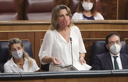 La vicepresidenta tercera y ministra de Transición Ecológica y Reto Demográfico, Teresa Ribera, en el Congreso de los Diputados.