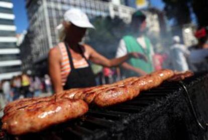 Puesto de choripanes en Buenos Aires.