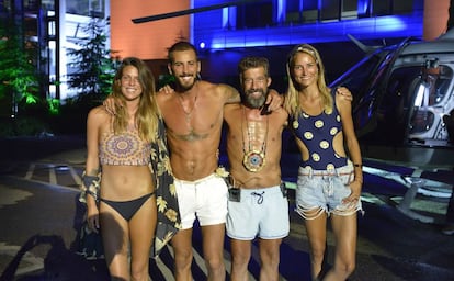 Laura Matamoros, Iván, José Luis y Alba Carrillo a su llegada a Telecinco.